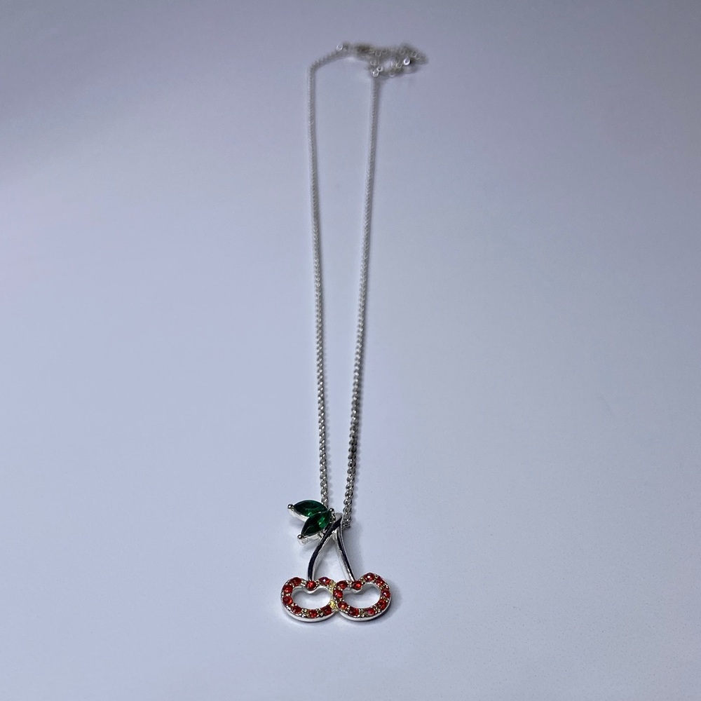 Avon Cherry Necklace with Red and Green Details